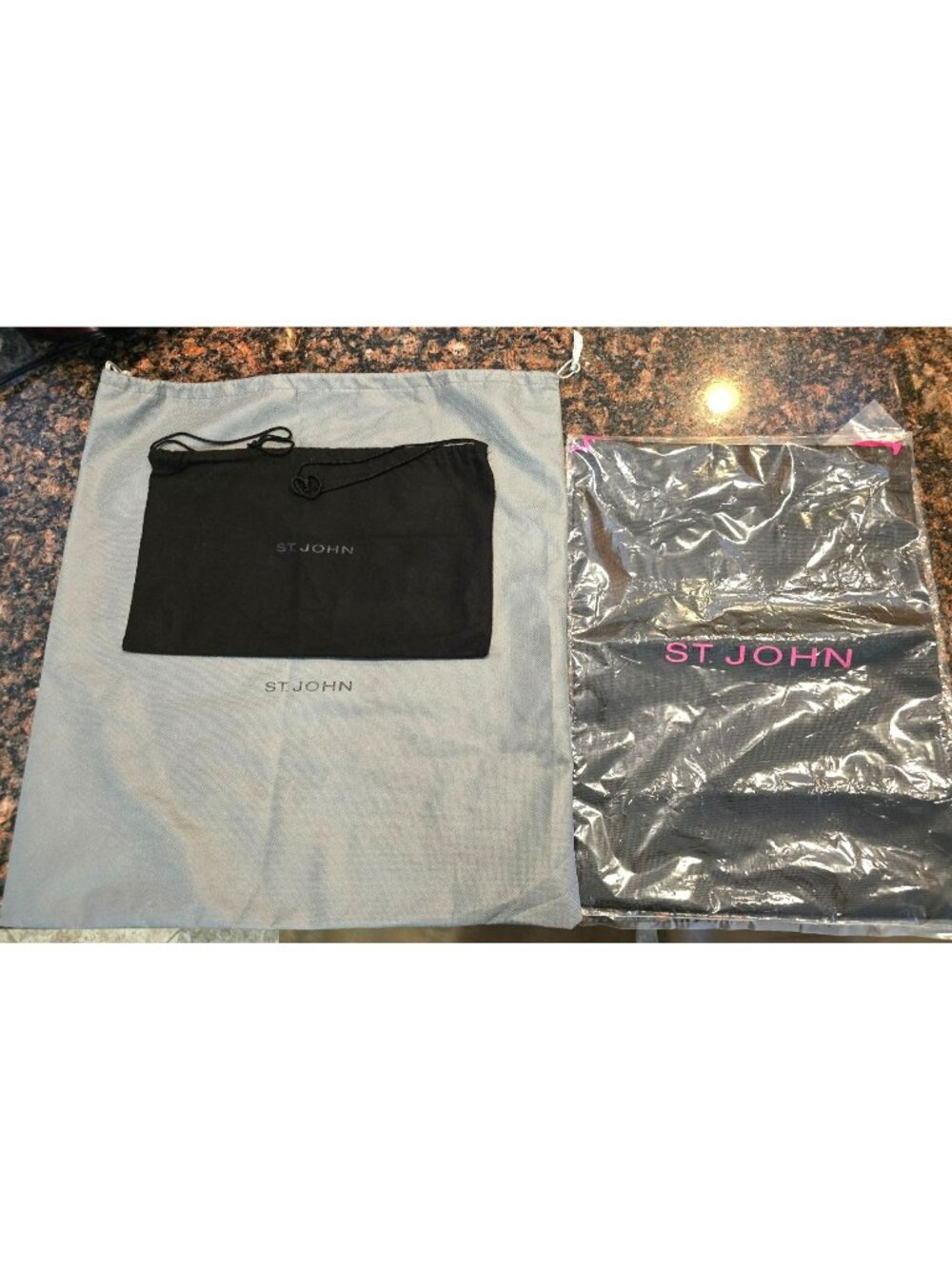 St. John Set Of 3 Dust Bags - Black, Gray and Pink - Drawstrings